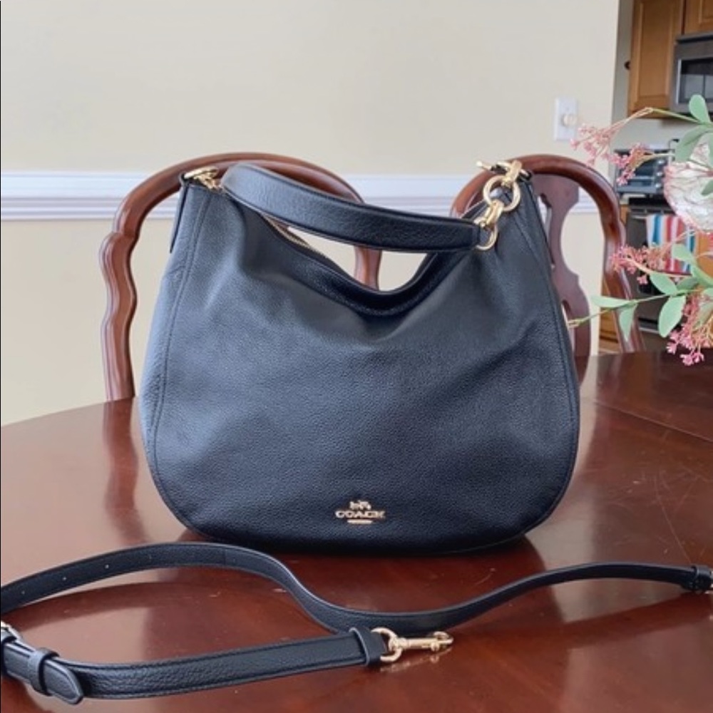 Coach Skylar Hobo Bag Pebbled Leather, Black